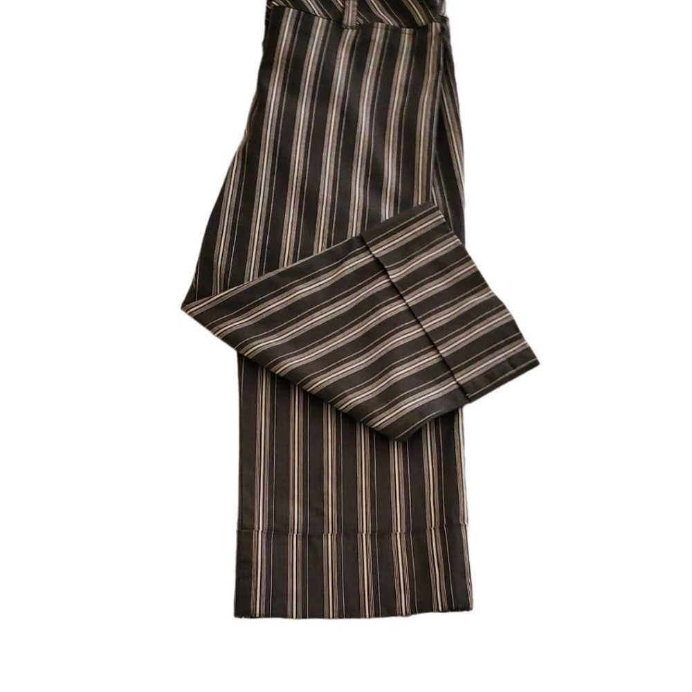 Ann Taylor Loft Striped Cuffed Crop Pants | Like New | 2P | Charcoal White - Picture 7 of 16